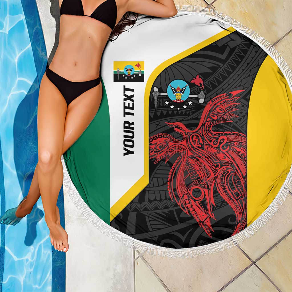Personalised PNG Hela Province Beach Blanket Bird of Paradise Tattoo Flag Motif LT9 - Polynesian Pride