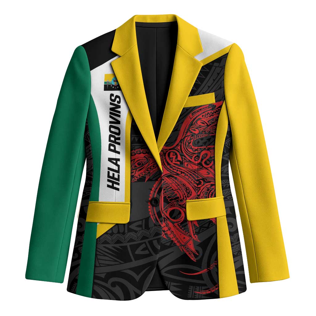 Personalised PNG Hela Province Blazer Bird of Paradise Tattoo Flag Motif - Polynesian Pride