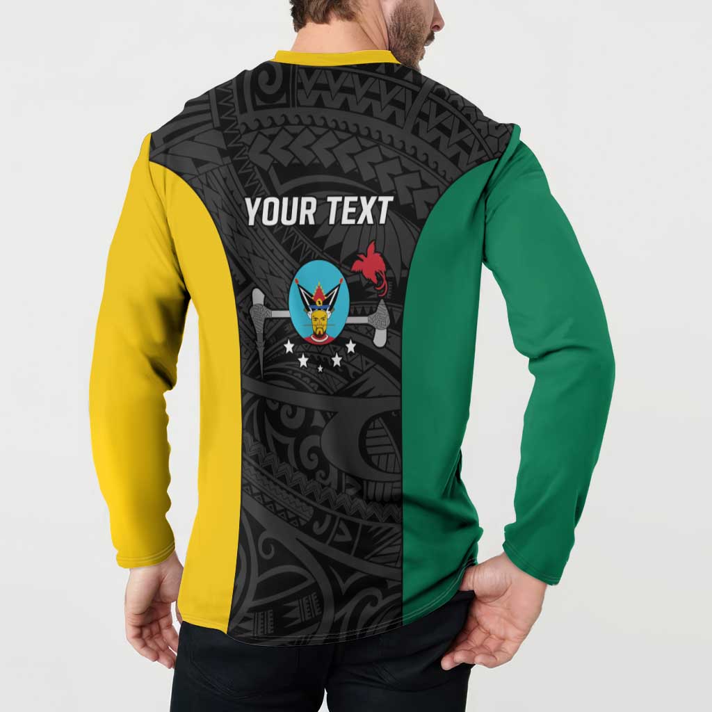 Personalised PNG Hela Province Button Sweatshirt Bird of Paradise Tattoo Flag Motif LT9 - Polynesian Pride
