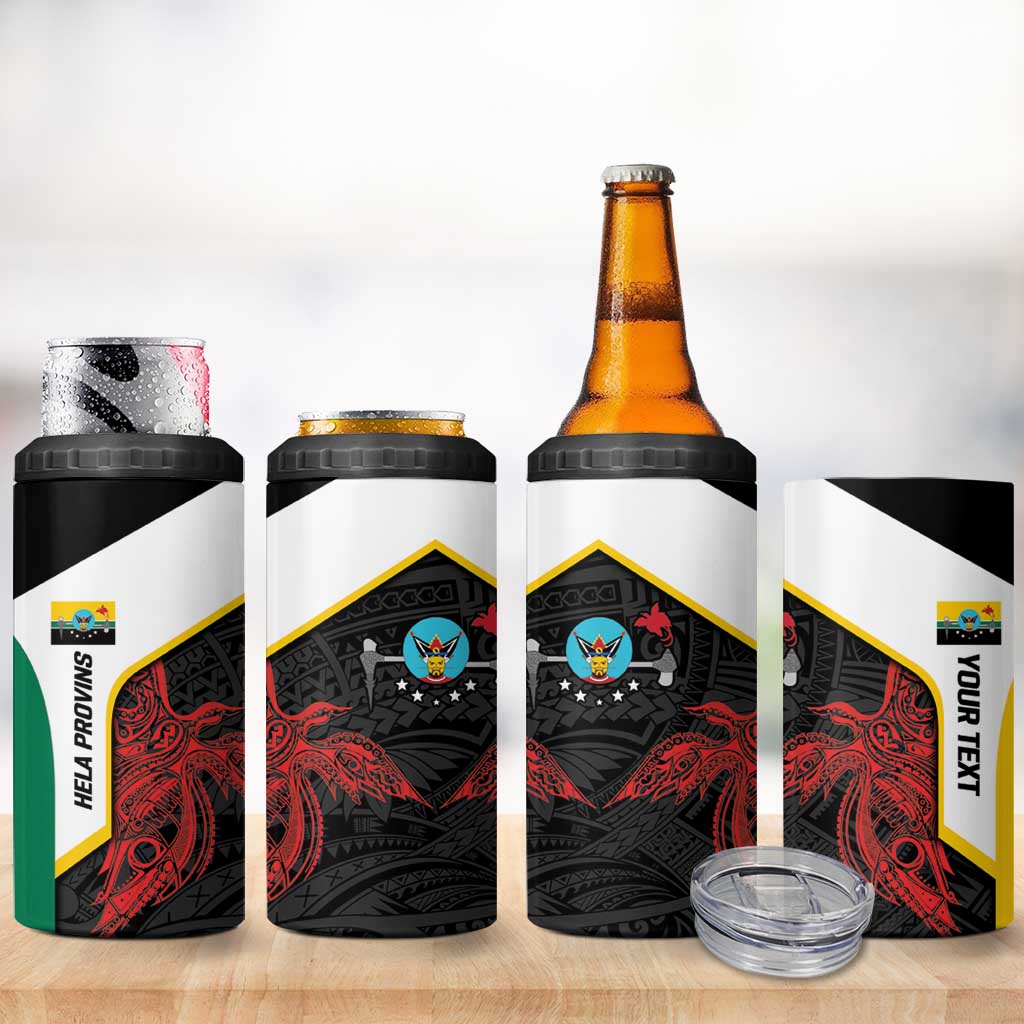 Personalised PNG Hela Province 4 in 1 Can Cooler Tumbler Bird of Paradise Tattoo Flag Motif LT9 - Polynesian Pride