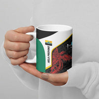 Personalised PNG Hela Province Ceramic Mug Bird of Paradise Tattoo Flag Motif - Polynesian Pride