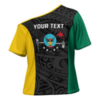 Personalised PNG Hela Province Cross Shoulder Shirt Bird of Paradise Tattoo Flag Motif - Polynesian Pride