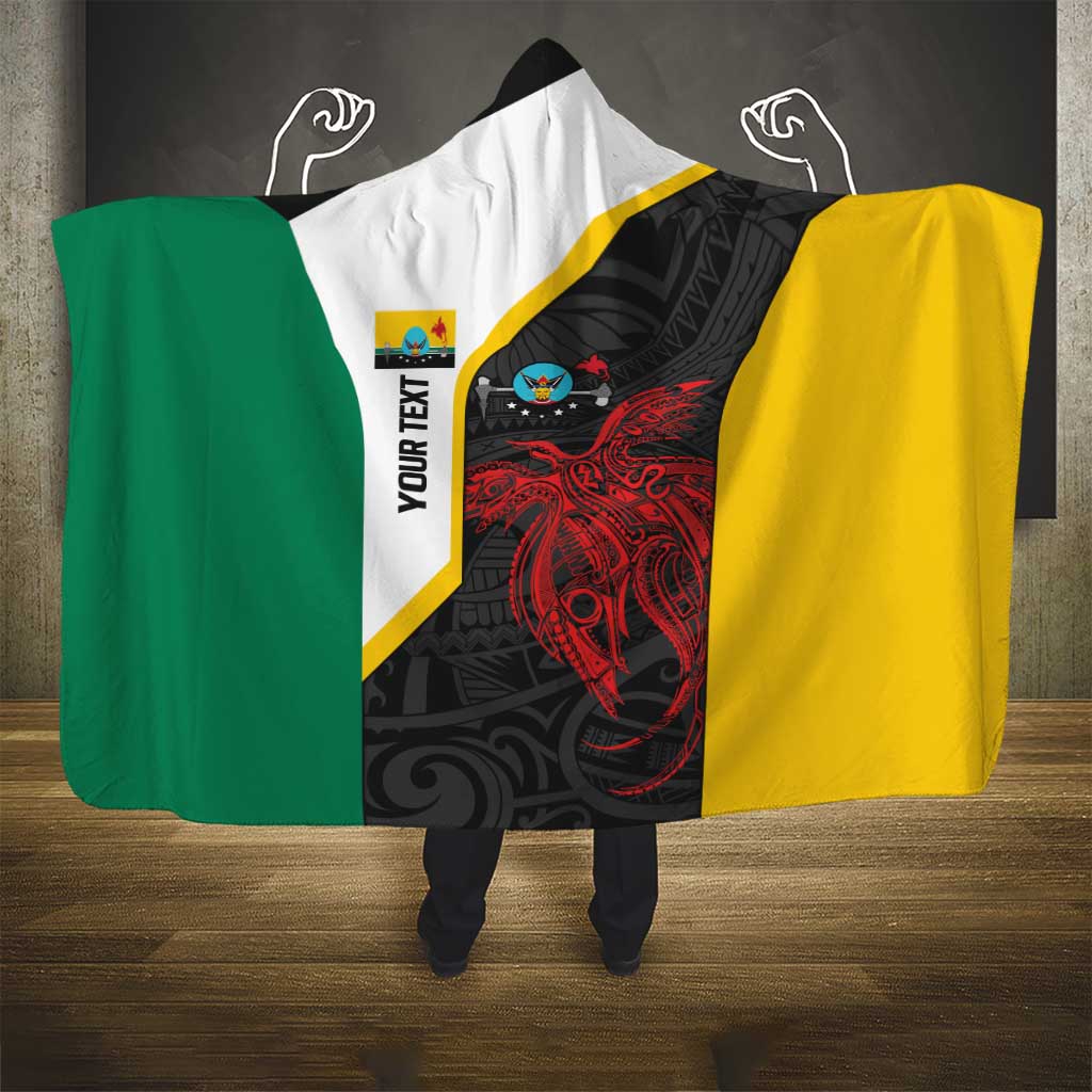 Personalised PNG Hela Province Hooded Blanket Bird of Paradise Tattoo Flag Motif - Polynesian Pride