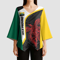 Personalised PNG Hela Province Kimono Sleeve Blouse Bird of Paradise Tattoo Flag Motif - Polynesian Pride