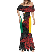 Personalised PNG Hela Province Mermaid Dress Bird of Paradise Tattoo Flag Motif - Polynesian Pride