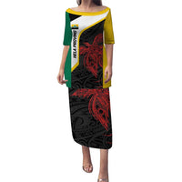 Personalised PNG Hela Province Puletasi Bird of Paradise Tattoo Flag Motif - Polynesian Pride