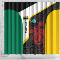 Personalised PNG Hela Province Shower Curtain Bird of Paradise Tattoo Flag Motif - Polynesian Pride