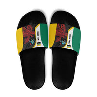 Personalised PNG Hela Province Slide Sandals Bird of Paradise Tattoo Flag Motif - Polynesian Pride