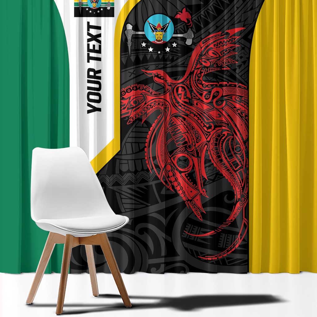 Personalised PNG Hela Province Window Curtain Bird of Paradise Tattoo Flag Motif - Polynesian Pride