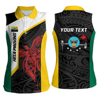 Personalised PNG Hela Province Women Sleeveless Polo Shirt Bird of Paradise Tattoo Flag Motif - Polynesian Pride