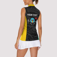 Personalised PNG Hela Province Women Sleeveless Polo Shirt Bird of Paradise Tattoo Flag Motif - Polynesian Pride