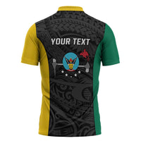 Personalised PNG Hela Province Zipper Polo Shirt Bird of Paradise Tattoo Flag Motif - Polynesian Pride