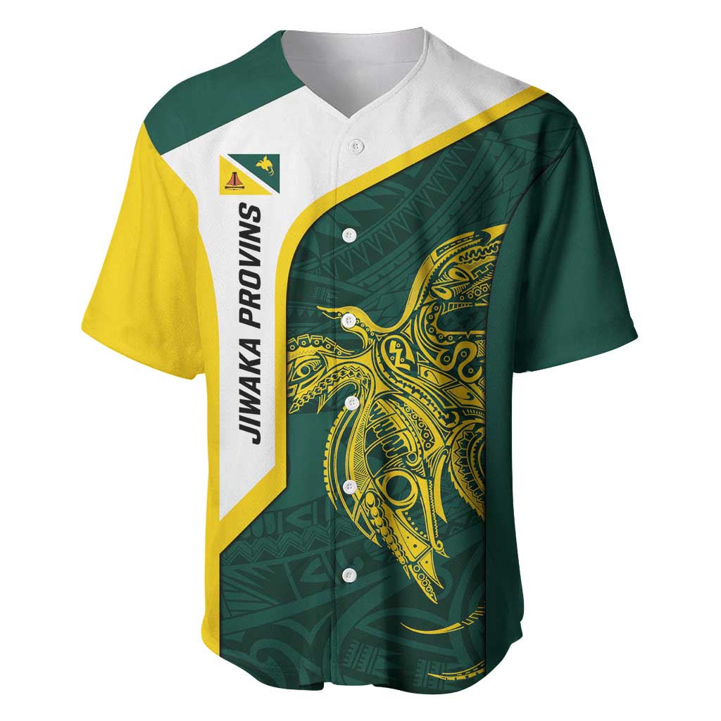 Personalised PNG Jiwaka Province Baseball Jersey Bird of Paradise Tattoo Flag Motif - Polynesian Pride