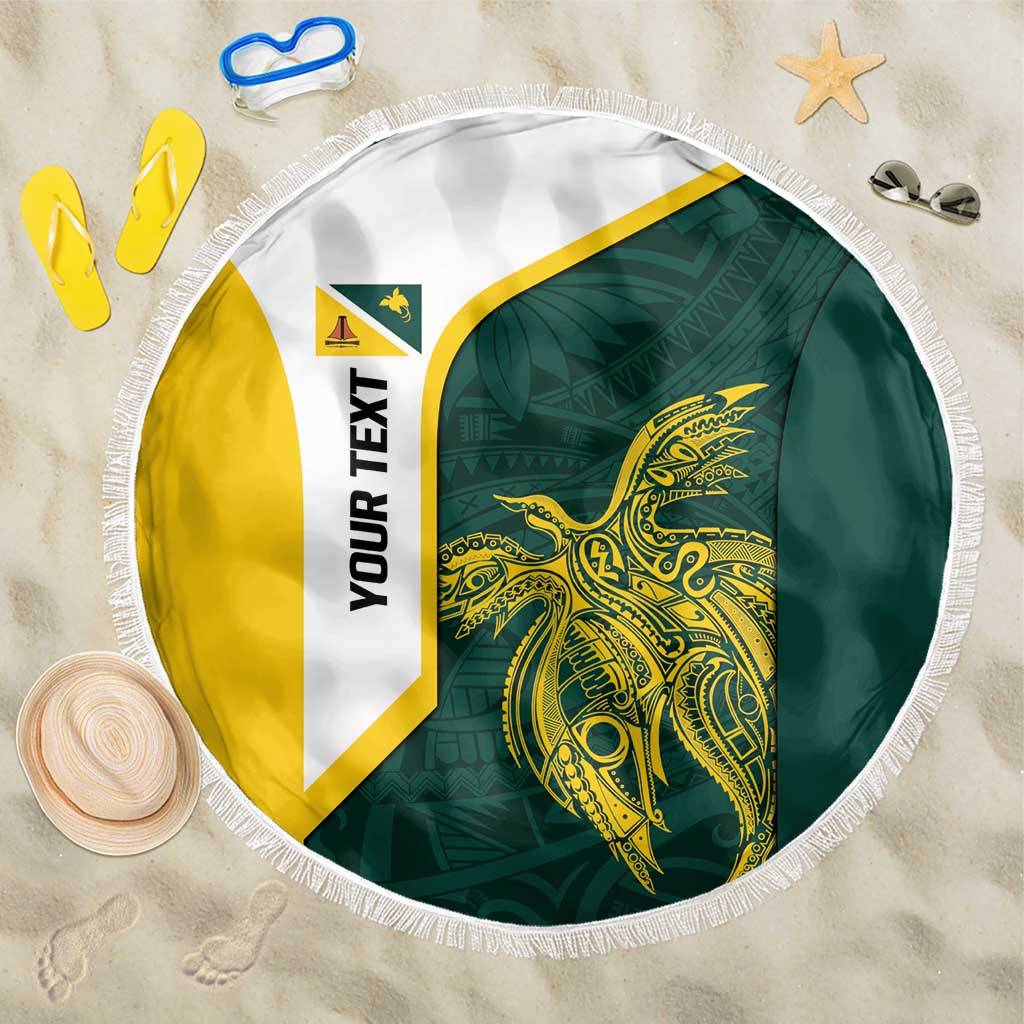 Personalised PNG Jiwaka Province Beach Blanket Bird of Paradise Tattoo Flag Motif LT9 One Size 150cm Green - Polynesian Pride