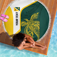 Personalised PNG Jiwaka Province Beach Blanket Bird of Paradise Tattoo Flag Motif LT9 - Polynesian Pride
