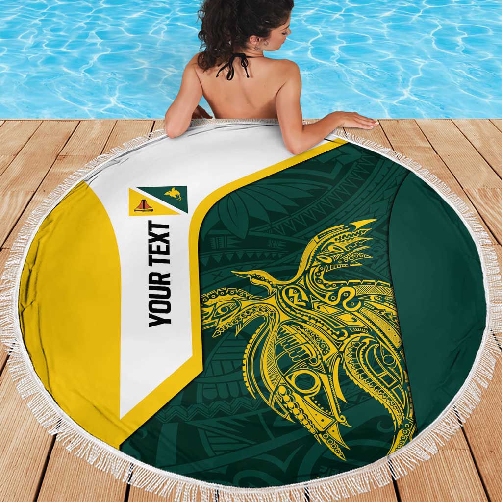 Personalised PNG Jiwaka Province Beach Blanket Bird of Paradise Tattoo Flag Motif LT9 - Polynesian Pride