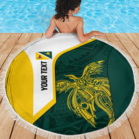 Personalised PNG Jiwaka Province Beach Blanket Bird of Paradise Tattoo Flag Motif LT9 - Polynesian Pride