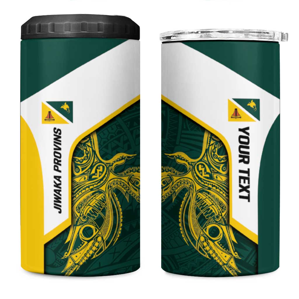 Personalised PNG Jiwaka Province 4 in 1 Can Cooler Tumbler Bird of Paradise Tattoo Flag Motif LT9 One Size: 16 oz Green - Polynesian Pride