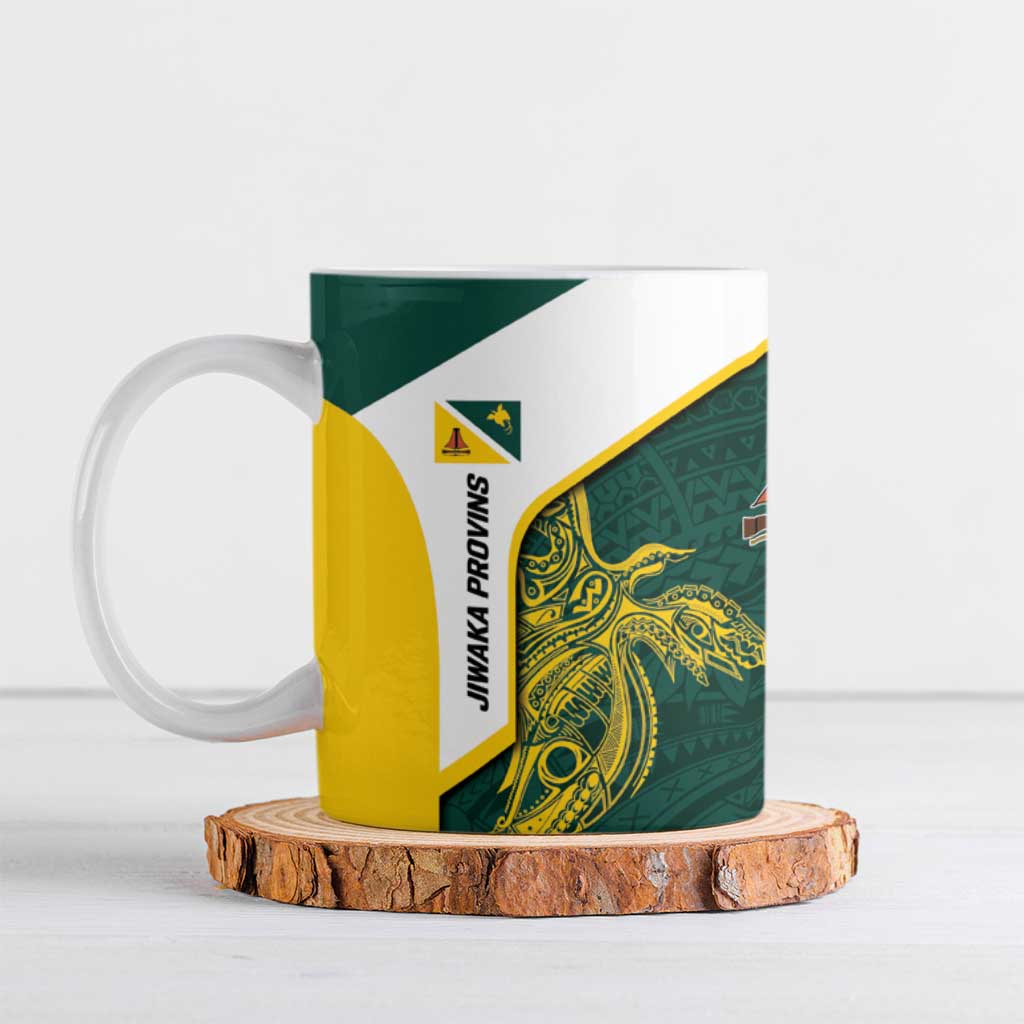 Personalised PNG Jiwaka Province Ceramic Mug Bird of Paradise Tattoo Flag Motif - Polynesian Pride