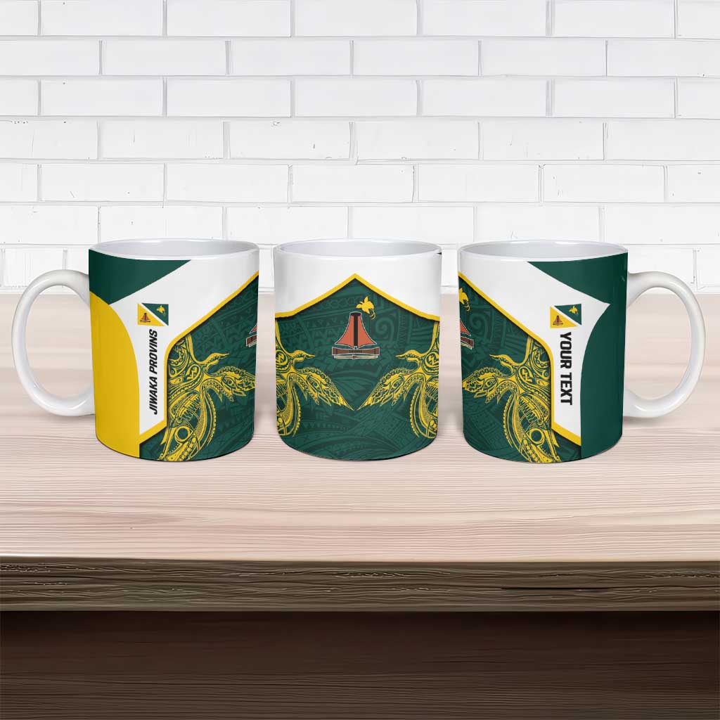 Personalised PNG Jiwaka Province Ceramic Mug Bird of Paradise Tattoo Flag Motif - Polynesian Pride