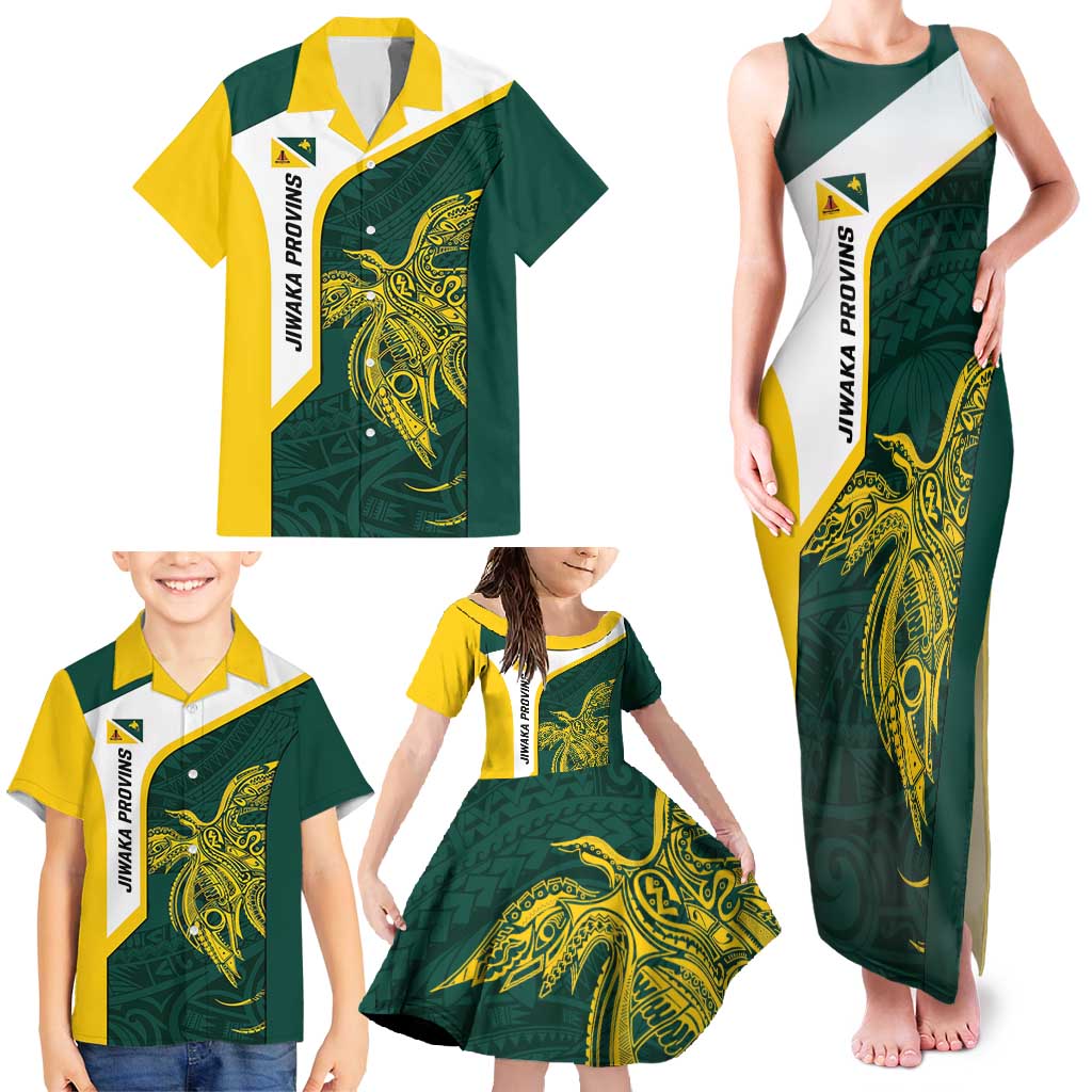 Personalised PNG Jiwaka Province Family Matching Tank Maxi Dress and Hawaiian Shirt Bird of Paradise Tattoo Flag Motif LT9 - Polynesian Pride