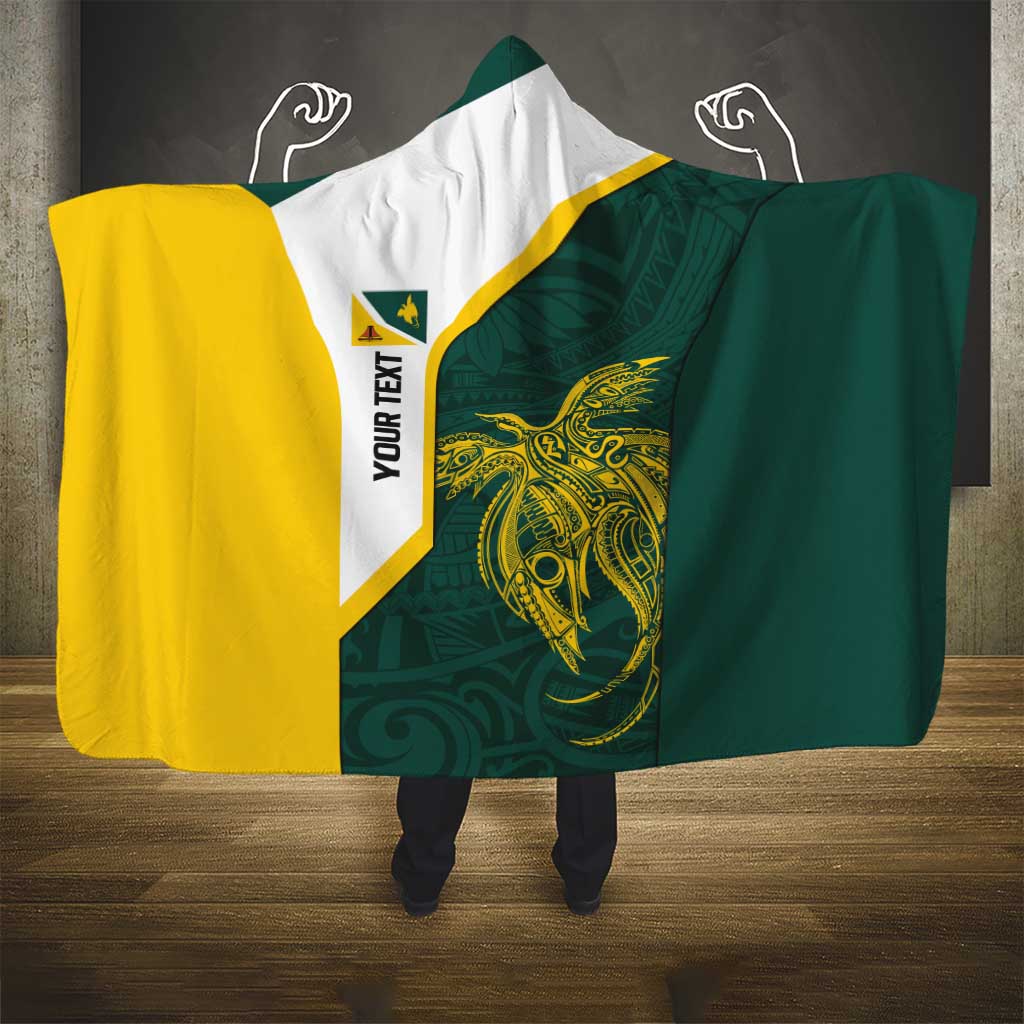 Personalised PNG Jiwaka Province Hooded Blanket Bird of Paradise Tattoo Flag Motif - Polynesian Pride