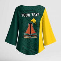 Personalised PNG Jiwaka Province Kimono Sleeve Blouse Bird of Paradise Tattoo Flag Motif - Polynesian Pride