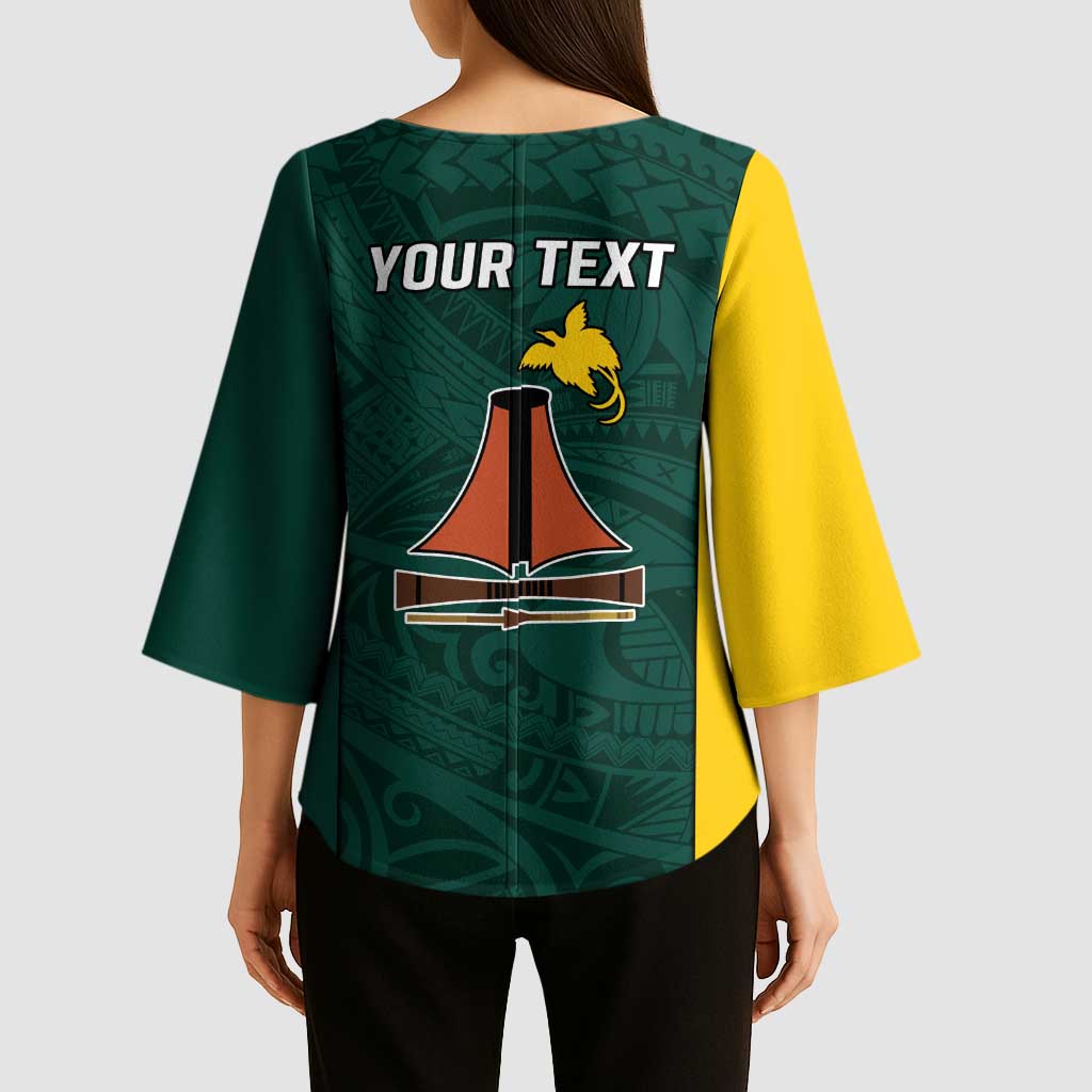 Personalised PNG Jiwaka Province Kimono Sleeve Blouse Bird of Paradise Tattoo Flag Motif - Polynesian Pride