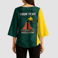 Personalised PNG Jiwaka Province Kimono Sleeve Blouse Bird of Paradise Tattoo Flag Motif - Polynesian Pride