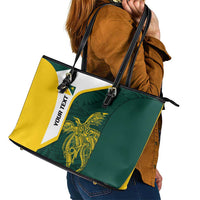 Personalised PNG Jiwaka Province Leather Tote Bag Bird of Paradise Tattoo Flag Motif - Polynesian Pride