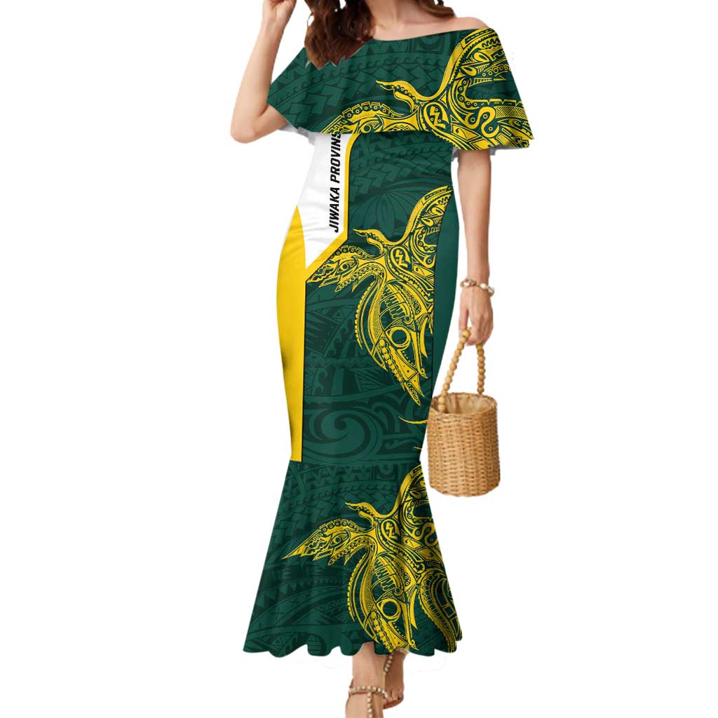 Personalised PNG Jiwaka Province Mermaid Dress Bird of Paradise Tattoo Flag Motif - Polynesian Pride