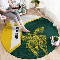 Personalised PNG Jiwaka Province Round Carpet Bird of Paradise Tattoo Flag Motif - Polynesian Pride