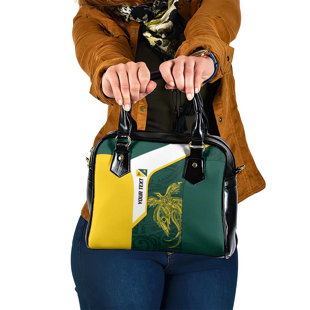 Personalised PNG Jiwaka Province Shoulder Handbag Bird of Paradise Tattoo Flag Motif - Polynesian Pride