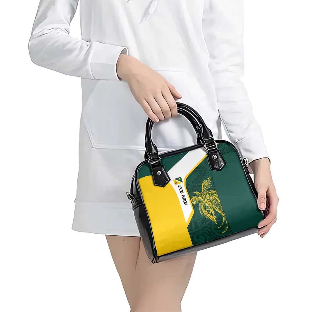 Personalised PNG Jiwaka Province Shoulder Handbag Bird of Paradise Tattoo Flag Motif - Polynesian Pride