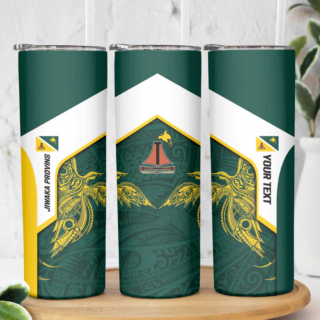 Personalised PNG Jiwaka Province Skinny Tumbler Bird of Paradise Tattoo Flag Motif - Polynesian Pride
