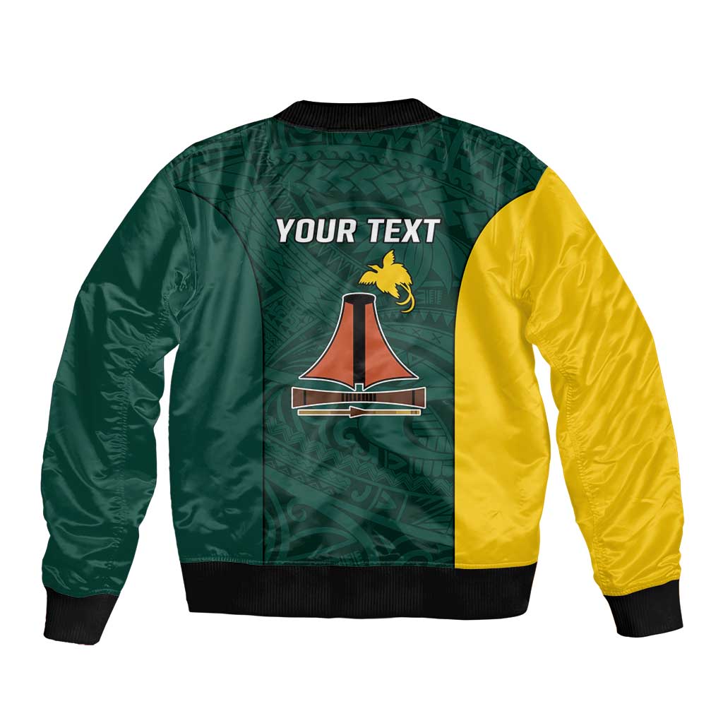 Personalised PNG Jiwaka Province Sleeve Zip Bomber Jacket Bird of Paradise Tattoo Flag Motif - Polynesian Pride