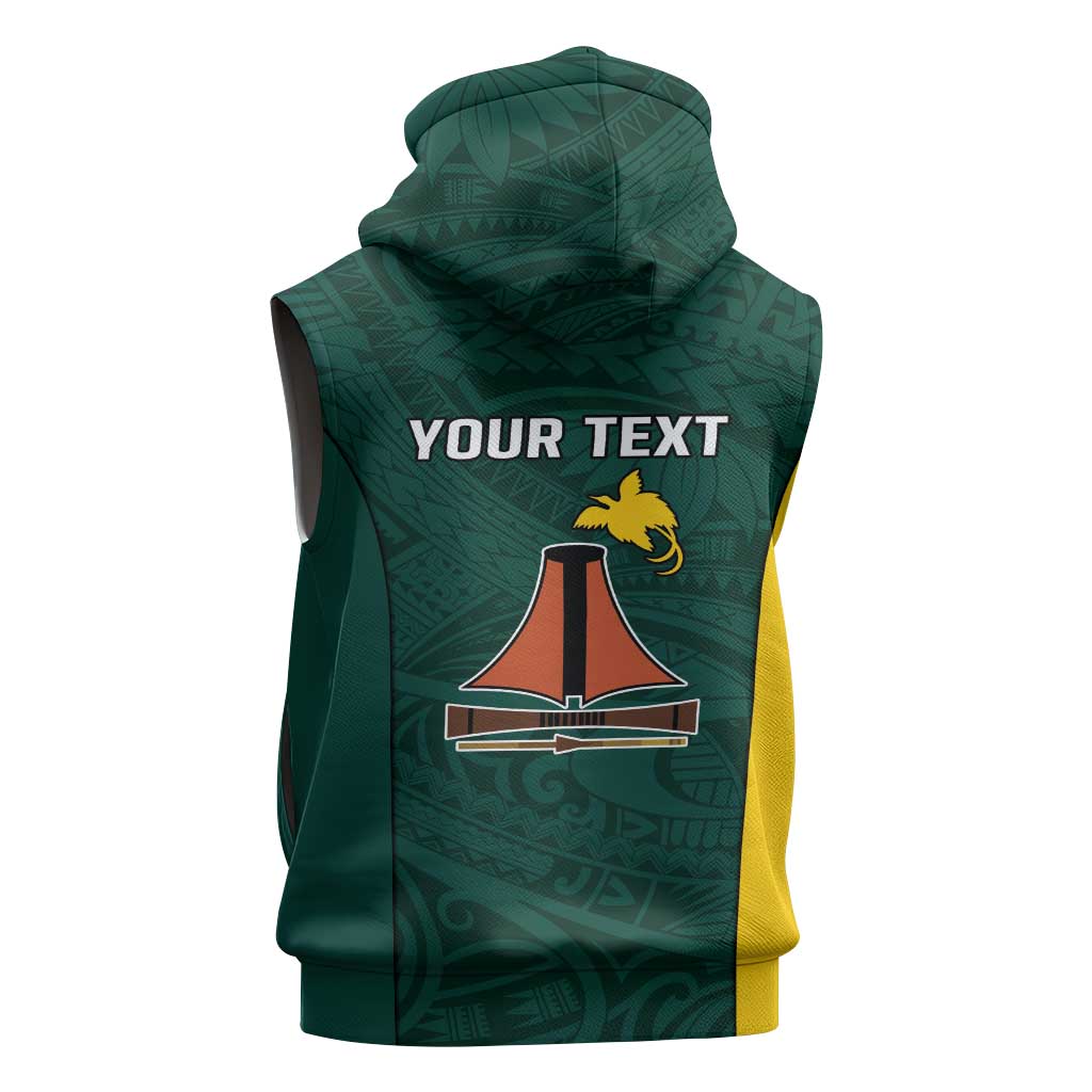 Personalised PNG Jiwaka Province Sleeveless Hoodie Bird of Paradise Tattoo Flag Motif - Polynesian Pride