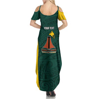 Personalised PNG Jiwaka Province Summer Maxi Dress Bird of Paradise Tattoo Flag Motif - Polynesian Pride