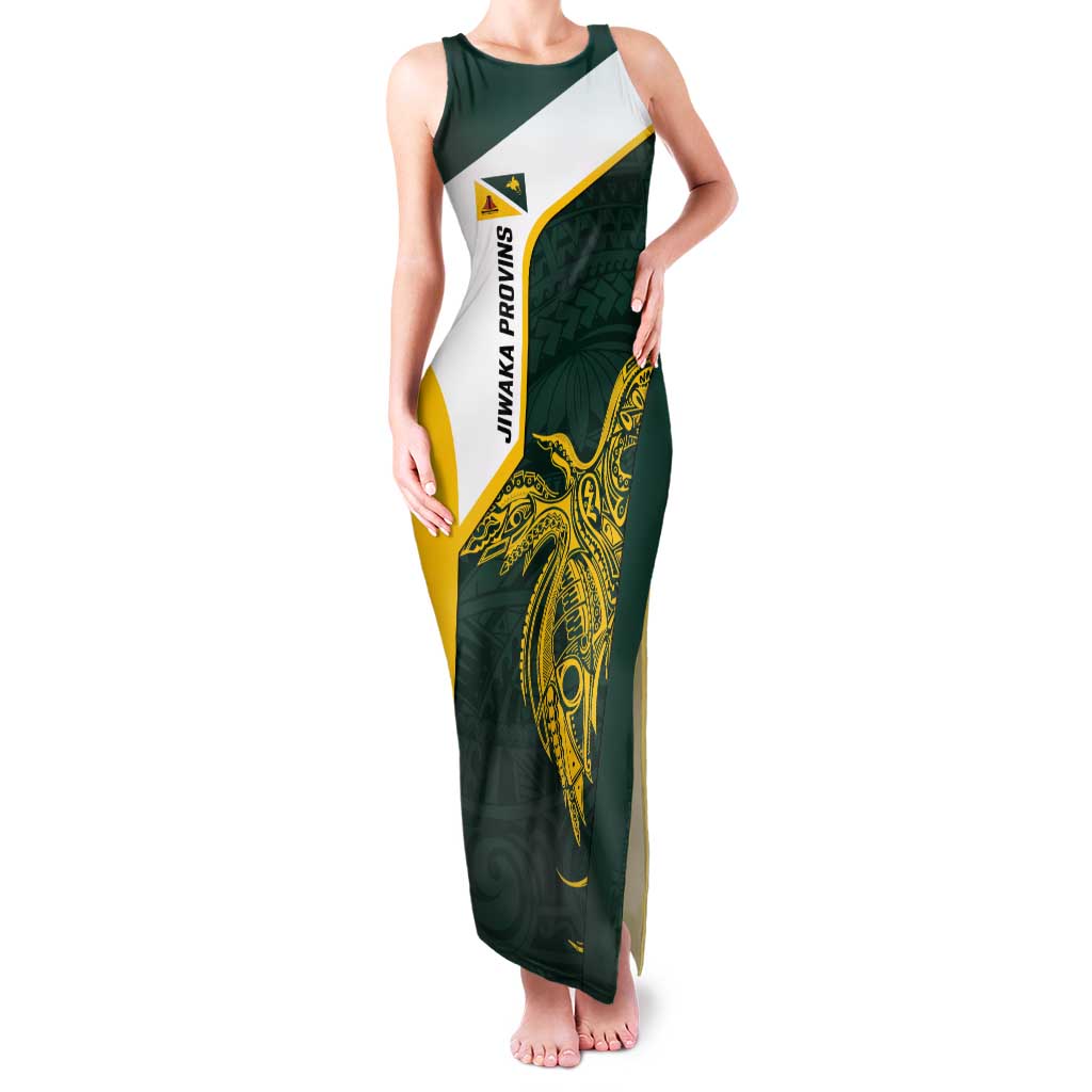 Personalised PNG Jiwaka Province Tank Maxi Dress Bird of Paradise Tattoo Flag Motif - Polynesian Pride