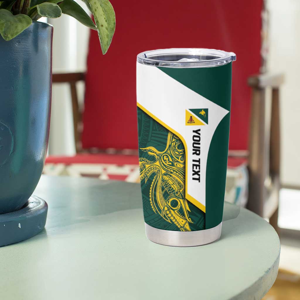 Personalised PNG Jiwaka Province Tumbler Cup Bird of Paradise Tattoo Flag Motif - Polynesian Pride