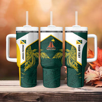 Personalised PNG Jiwaka Province Tumbler With Handle Bird of Paradise Tattoo Flag Motif - Polynesian Pride