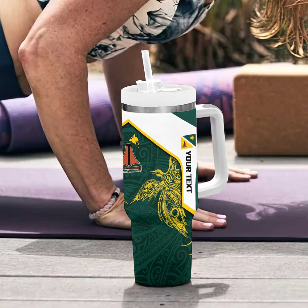 Personalised PNG Jiwaka Province Tumbler With Handle Bird of Paradise Tattoo Flag Motif - Polynesian Pride