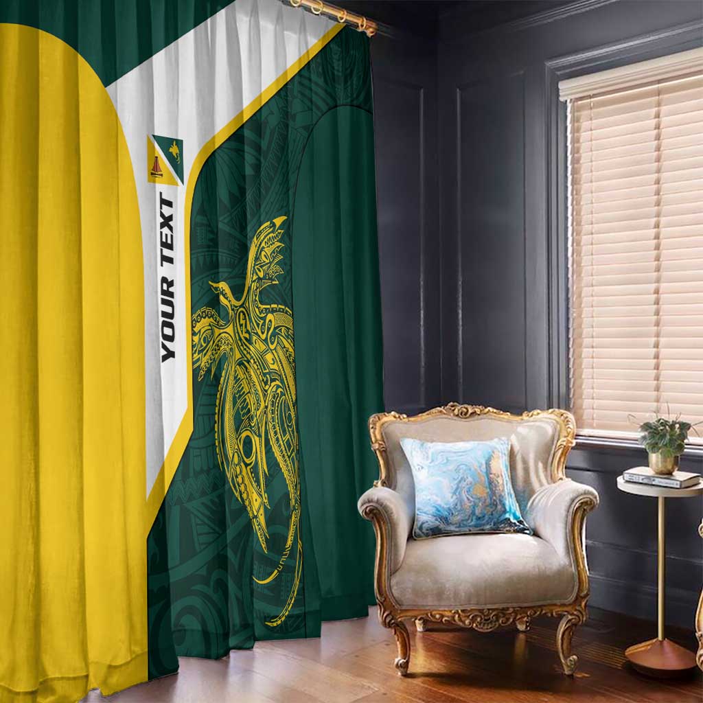 Personalised PNG Jiwaka Province Window Curtain Bird of Paradise Tattoo Flag Motif - Polynesian Pride