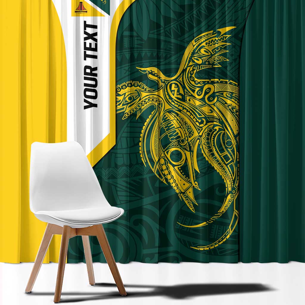 Personalised PNG Jiwaka Province Window Curtain Bird of Paradise Tattoo Flag Motif - Polynesian Pride