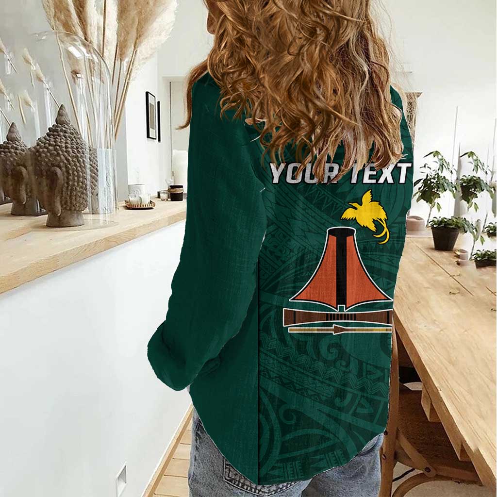 Personalised PNG Jiwaka Province Women Casual Shirt Bird of Paradise Tattoo Flag Motif - Polynesian Pride