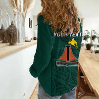 Personalised PNG Jiwaka Province Women Casual Shirt Bird of Paradise Tattoo Flag Motif - Polynesian Pride