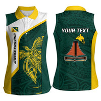 Personalised PNG Jiwaka Province Women Sleeveless Polo Shirt Bird of Paradise Tattoo Flag Motif LT9 - Polynesian Pride