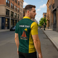 Personalised PNG Jiwaka Province Zipper Polo Shirt Bird of Paradise Tattoo Flag Motif - Polynesian Pride