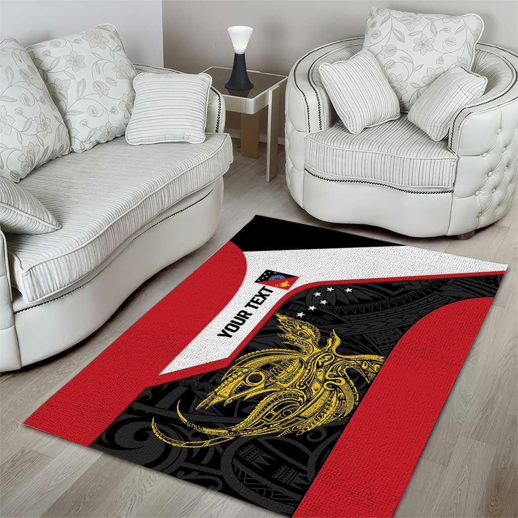 Personalised PNG Sandaun Province Area Rug Bird of Paradise Tattoo Flag Motif - Polynesian Pride