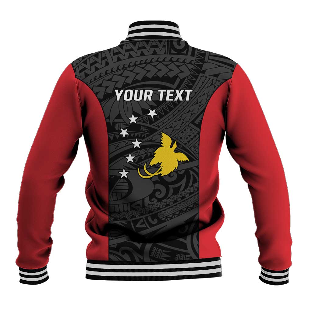 Personalised PNG Sandaun Province Baseball Jacket Bird of Paradise Tattoo Flag Motif LT9 - Polynesian Pride